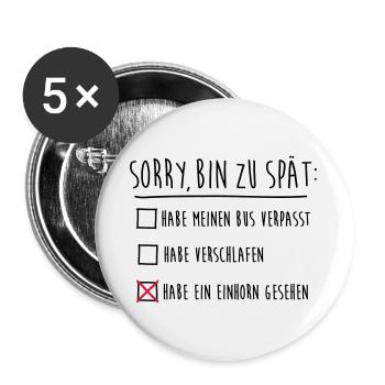 Einhorn - Buttons groß 56 mm (5er Pack) - Weiß - Vorne