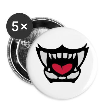 gueule feroce langue ouverte dent 902 - Lot de 5 grands badges (56 mm) - blanc - Devant