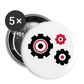 zahnraeder_2 - Lot de 5 grands badges (56 mm) - blanc - Devant