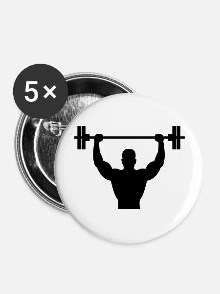 bodybuilder - Buttons groß 56 mm (5er Pack) - Weiß