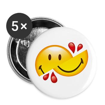 Smiley Glossy Cut in Half - Lot de 5 grands badges (56 mm) - blanc - Devant