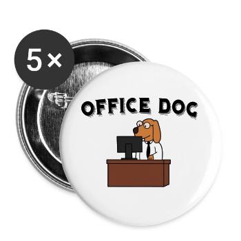 OFFICE DOG - Buttons large 2.2''/56 mm (5-pack) - white - Front