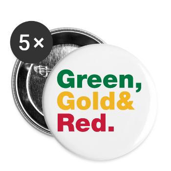 Green, Gold & Red. - Buttons large 2.2''/56 mm (5-pack) - white - Front