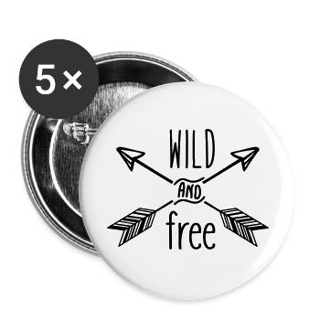 Wild and Free - Buttons large 2.2''/56 mm (5-pack) - white - Front