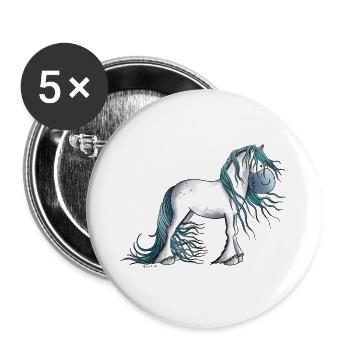 Fantasy Pferd - Buttons groß 56 mm (5er Pack) - Weiß - Vorne