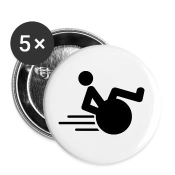 Wheelchair user doing a wheelie Fast roller # - Buttons large 2.2''/56 mm (5-pack) - white - Front