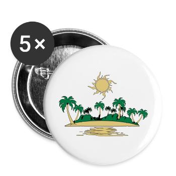 Island holiday sea sun - Buttons large 2.2''/56 mm (5-pack) - white - Front