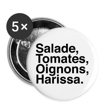 Salade Tomate Oignons Harissa - Lot de 5 grands badges (56 mm) - blanc - Devant
