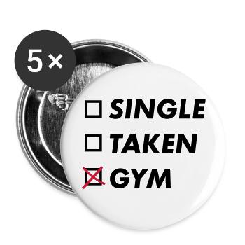 single taken gym - Buttons groß 56 mm (5er Pack) - Weiß - Vorne
