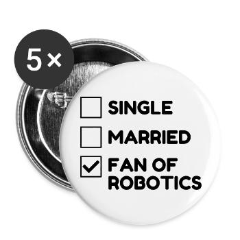 robotique / robot / roboticien / technologie - Lot de 5 grands badges (56 mm) - blanc - Devant