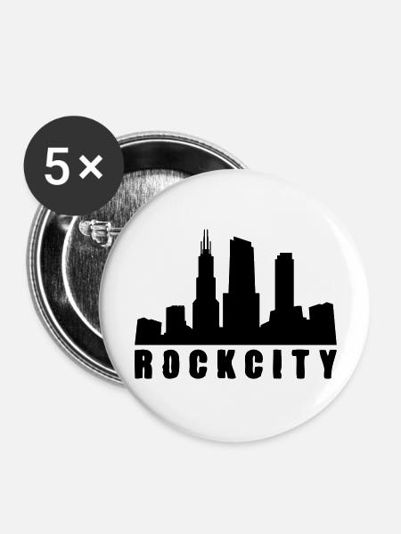 rock city - Buttons groß 56 mm (5er Pack) - Weiß