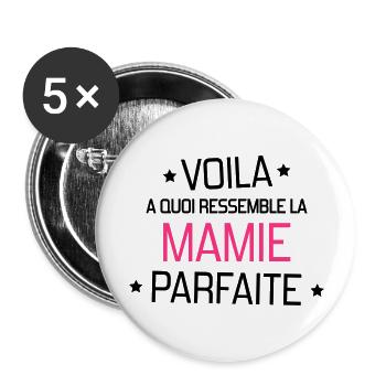 Großmütter / Oma / Mami / Großmutter / Mamy - Buttons groß 56 mm (5er Pack) - Weiß - Vorne