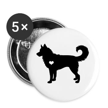 Siberian Husky Herzschlag Hund Geschenkidee - Buttons groß 56 mm (5er Pack) - Weiß - Vorne