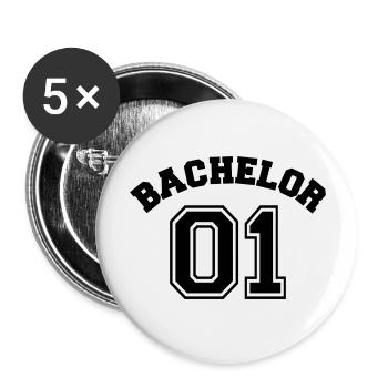 Bachelor 01 - Lot de 5 grands badges (56 mm) - blanc - Devant