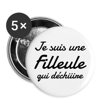 Patin / Pate / Patentochter / Patensohn - Buttons groß 56 mm (5er Pack) - Weiß - Vorne
