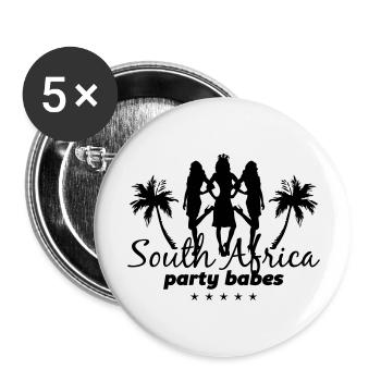 south africa party babes - Buttons groß 56 mm (5er Pack) - Weiß - Vorne