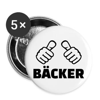 Bäcker - Buttons groß 56 mm (5er Pack) - Weiß - Vorne