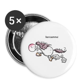 Die Rennsemmel - Buttons groß 56 mm (5er Pack) - Weiß - Vorne