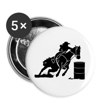 Pferdesport Westernreiten - Barrel Race - Buttons groß 56 mm (5er Pack) - Weiß - Vorne