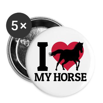 I love my horse - Buttons groß 56 mm (5er Pack) - Weiß - Vorne