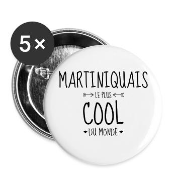 Martinique / 972 / Martiniquais / Martiniquaise - Lot de 5 grands badges (56 mm) - blanc - Devant