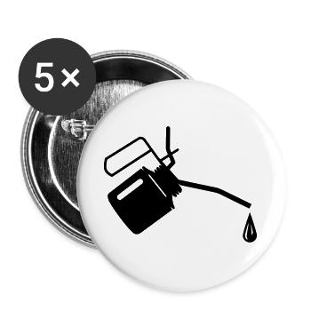 Ölkännchen mit einem Tropfen Öl - Buttons groß 56 mm (5er Pack) - Weiß - Vorne
