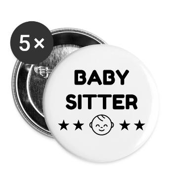 Babysitter Babysitting Baby-sitter Baby sitting - Buttons large 2.2''/56 mm (5-pack) - white - Front