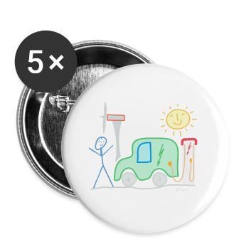 Tension de la station de charge solaire pour voiture électrique - Lot de 5 grands badges (56 mm) - blanc - Devant