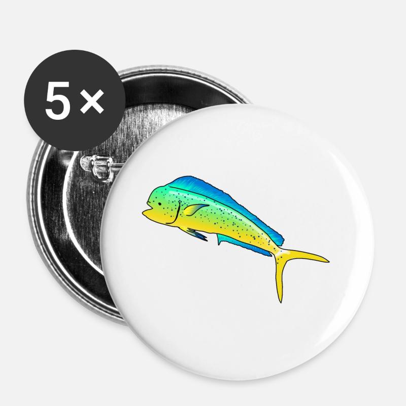 Mahi mahi (dolphinfish) - Buttons large 2.2''/56 mm (5-pack) - white