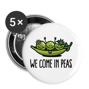 We come in peas / peace - Lot de 5 grands badges (56 mm) - blanc - Devant
