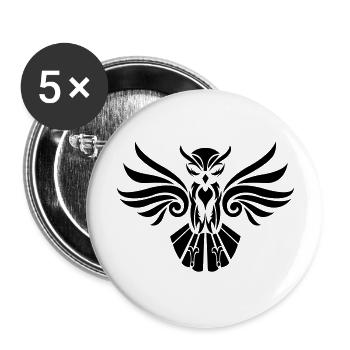 eule_tribal_001 - Buttons groß 56 mm (5er Pack) - Weiß - Vorne