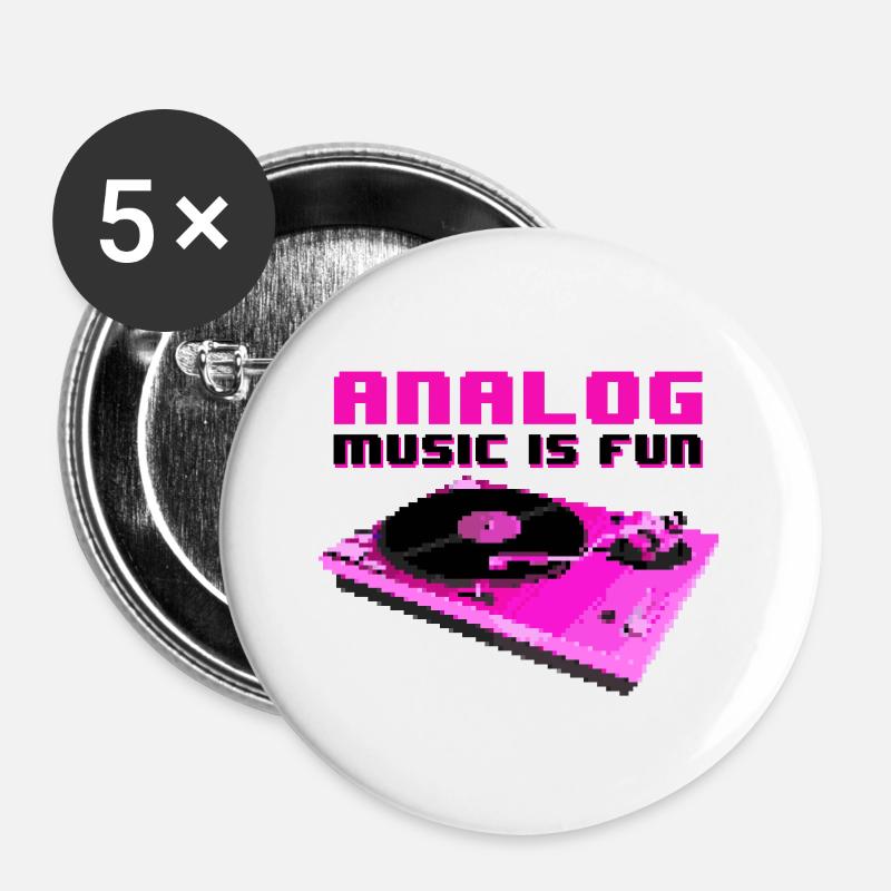 ANALOG MUSIC IS FUN - Buttons large 2.2''/56 mm (5-pack) - white