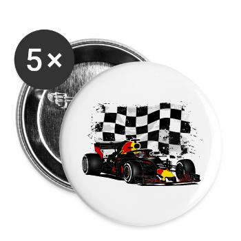 Racecar - Racing car - Racing flag - Buttons groß 56 mm (5er Pack) - Weiß - Vorne