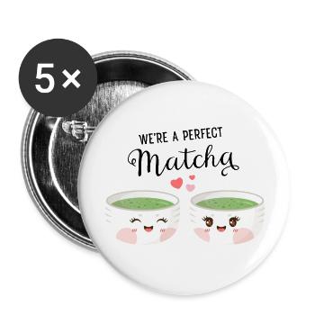 We're A Perfect Matcha - Buttons groß 56 mm (5er Pack) - Weiß - Vorne
