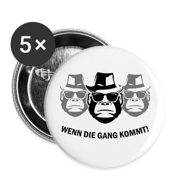 wenn_die_gang_kommt_02 - Buttons groß 56 mm (5er Pack) - Weiß - Vorne