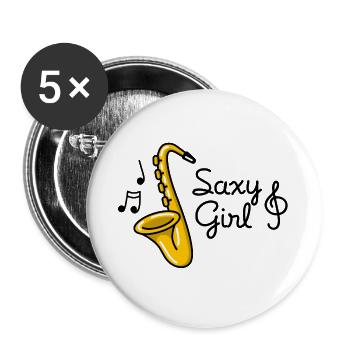 Saxy girl - Sexy Saxophone pun - Buttons large 2.2''/56 mm (5-pack) - white - Front