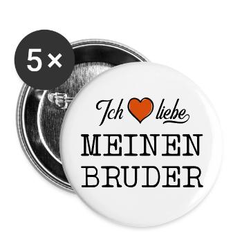 ich liebe meinen Bruder Herz - Buttons groß 56 mm (5er Pack) - Weiß - Vorne