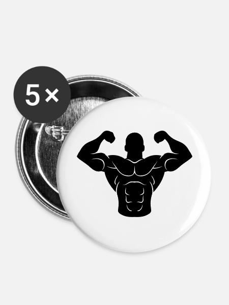 fitness man muscle - Buttons groß 56 mm (5er Pack) - Weiß