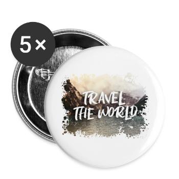 Travel The World - Buttons large 2.2''/56 mm (5-pack) - white - Front