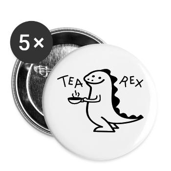 Dino as Tea Rex (b) - Buttons large 2.2''/56 mm (5-pack) - white - Front