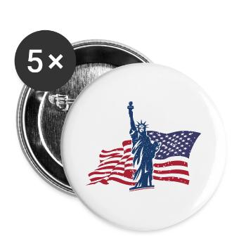 USA Flagge Amerika - Buttons groß 56 mm (5er Pack) - Weiß - Vorne