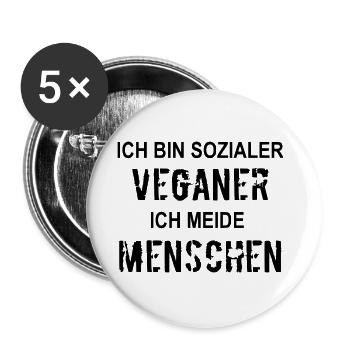 Sozialer Veganer meidet Menschen - Buttons groß 56 mm (5er Pack) - Weiß - Vorne
