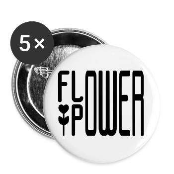 FLOWER POWER - Buttons large 2.2''/56 mm (5-pack) - white - Front