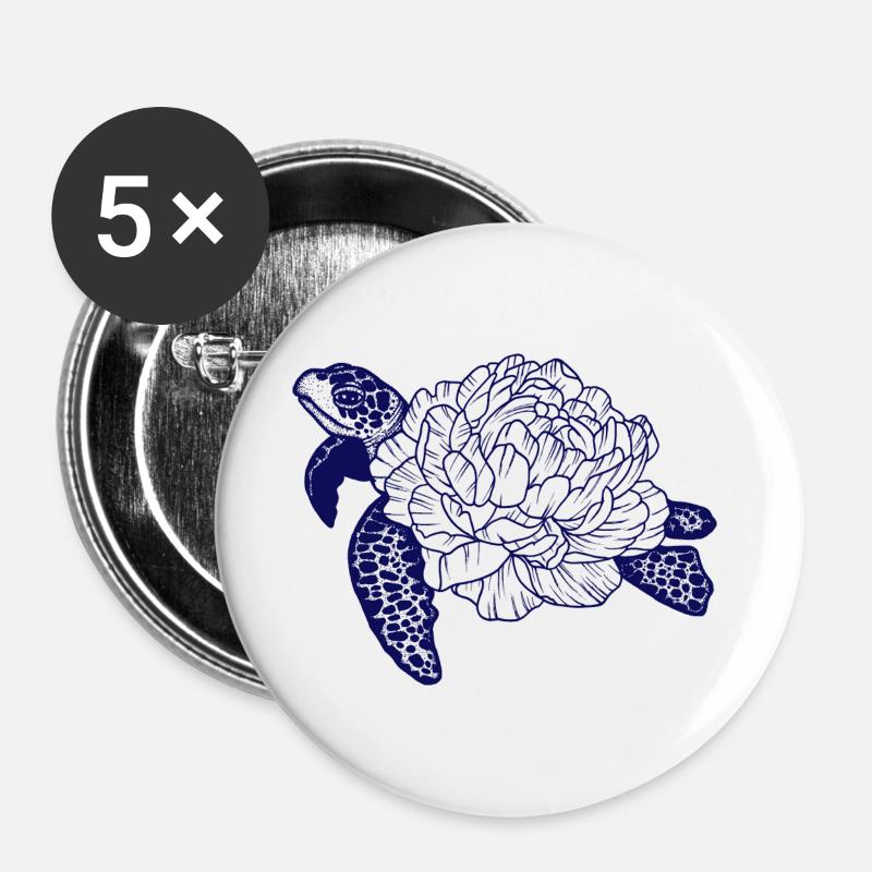 Turtle in rose shell - Buttons large 2.2''/56 mm (5-pack) - white
