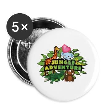 Aventures jungle - Lot de 5 grands badges (56 mm) - blanc - Devant