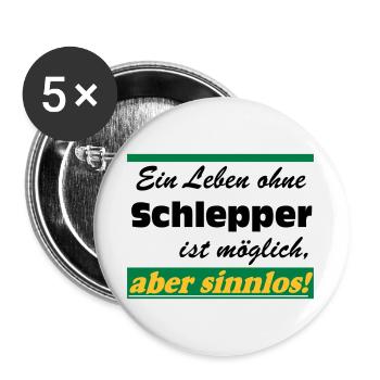 Traktor , Trecker , Schlepper Leben sinnlos .(25) - Buttons groß 56 mm (5er Pack) - Weiß - Vorne