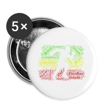 Schwarzer Mann - Buttons groß 56 mm (5er Pack) - Weiß - Vorne