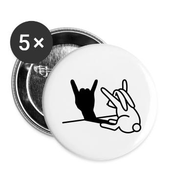 Rabbit Shadow Hand ROCK Music HARD ROCK Fan - Buttons large 2.2''/56 mm (5-pack) - white - Front
