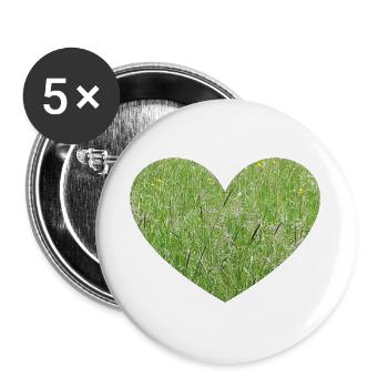 Coeur d'herbe - Lot de 5 grands badges (56 mm) - blanc - Devant