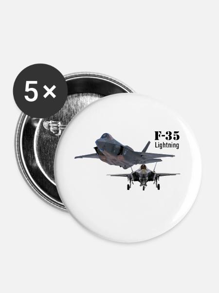 F-35 - Buttons groß 56 mm (5er Pack) - Weiß